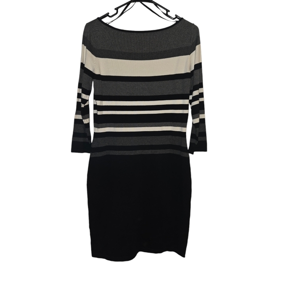 Ralph Lauren Black And White Striped Knee Length Dress Size Medium - Picture 3 of 6